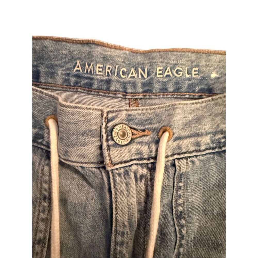 American Eagle Chambray Cargo‎ Jean Joggers Grunge 90s Pants Punk Sz 0 Acid wash - Picture 4 of 10
